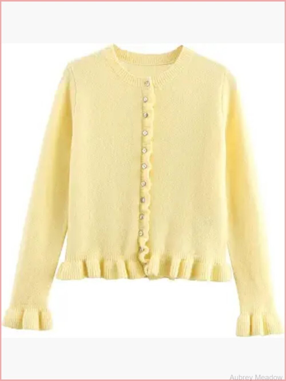 Ruffled Knit Cardigan Sweater Button Down Long Sleeve Cardigans